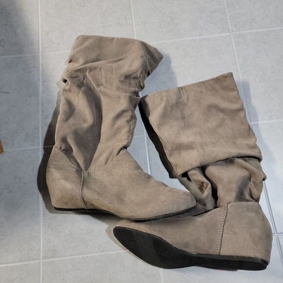 Bongo Womens Armitage 20311 Taupe Leather Mid Calf Pull On Slouch Boots Sz 8.5 M - Picture 5 of 9